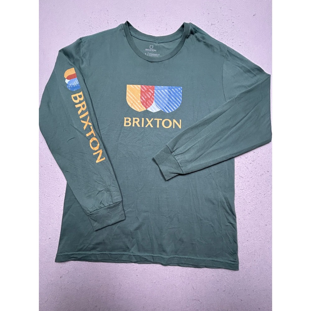 Brixton Long Sleeve T-Shirt Organic Cotton Green Large Mens